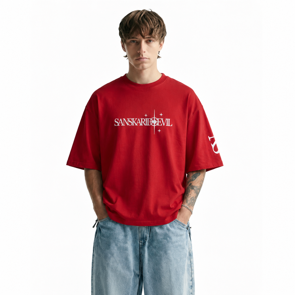 Red Boxy Fit Tshirt
