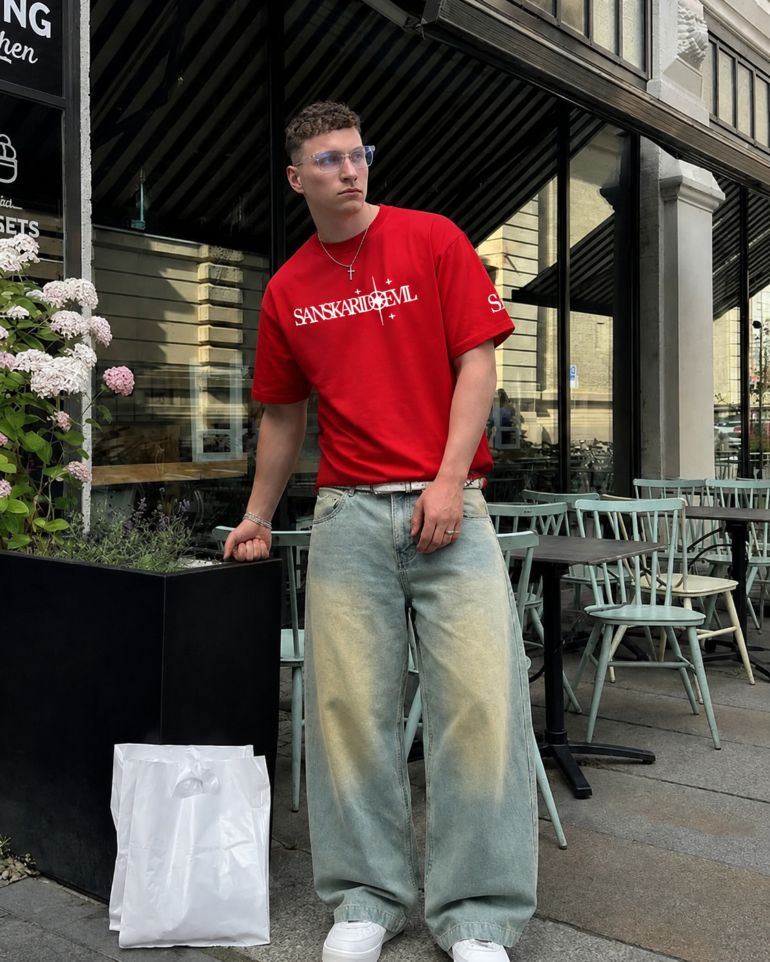 Red Boxy Fit Tshirt