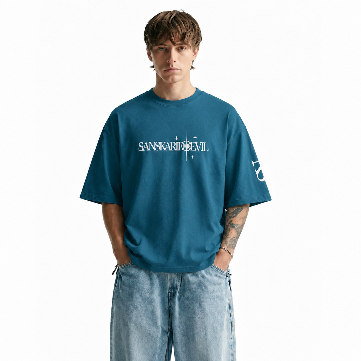 Teal Green Boxy Fit Tshirt