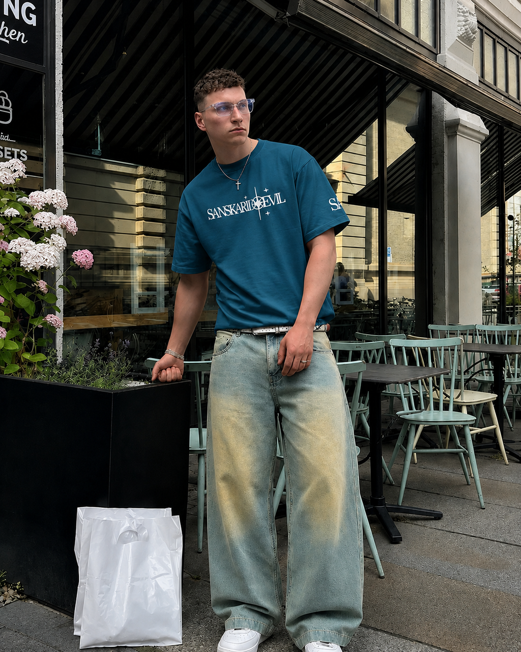 Teal Green Boxy Fit Tshirt