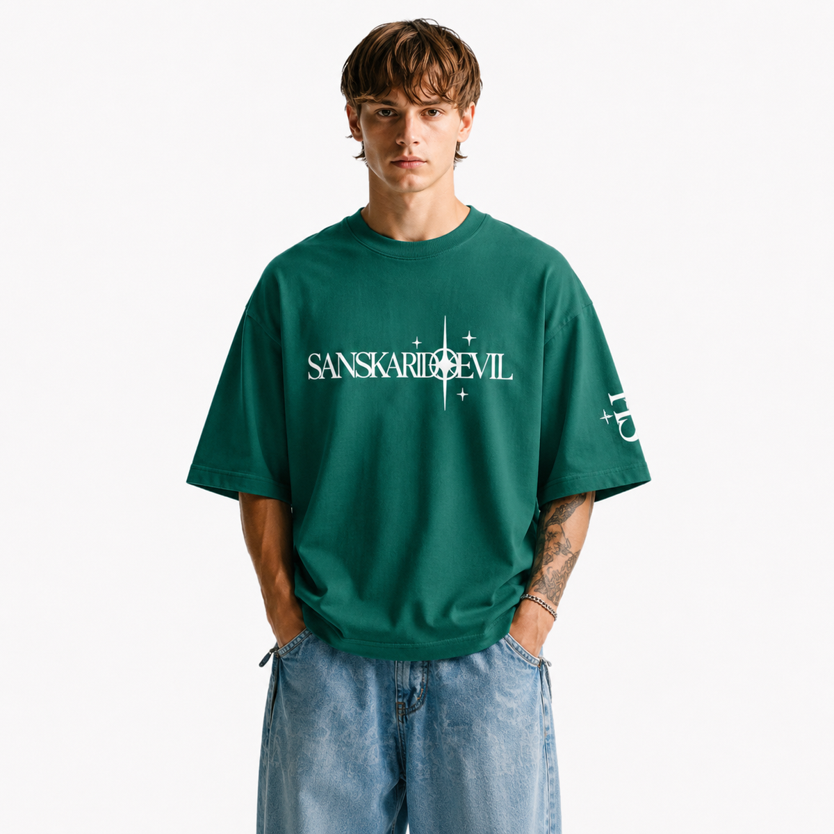 Green Boxy Fit Tshirt