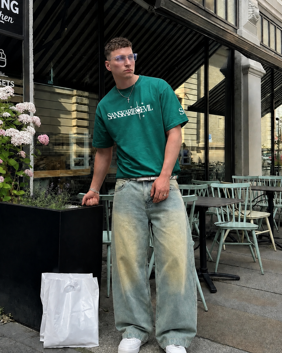 Green Boxy Fit Tshirt